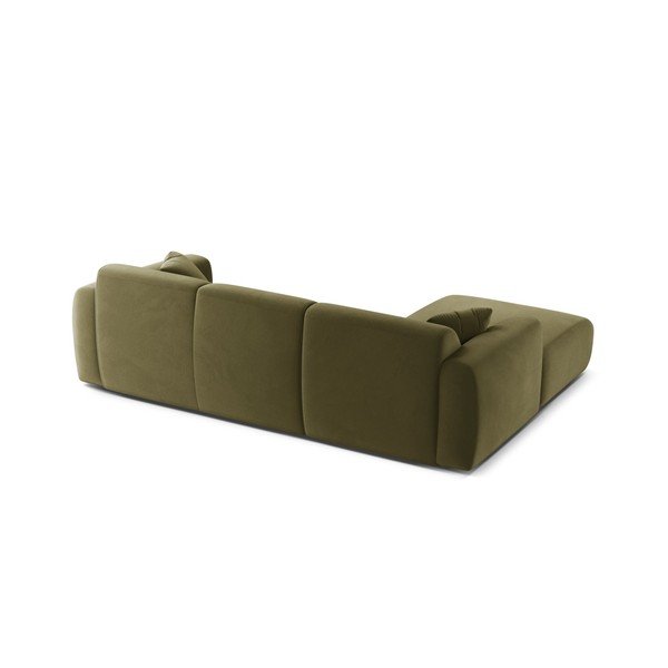 Khaki bársony sarokkanapé (bal oldali-heverő résszel) Molino – Micadoni -image-3