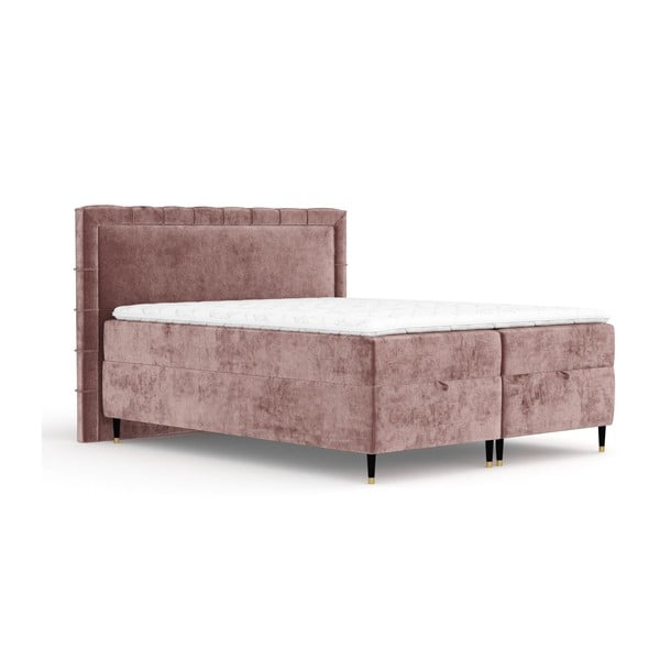 Rózsaszín ágyneműtartós boxspring ágy 160x200 cm Voyage – Maison de Rêve