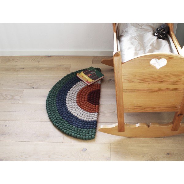Ball Rugs Rainbow Green golyós, gyapjú gyerekszőnyeg - Wooldot-image-3