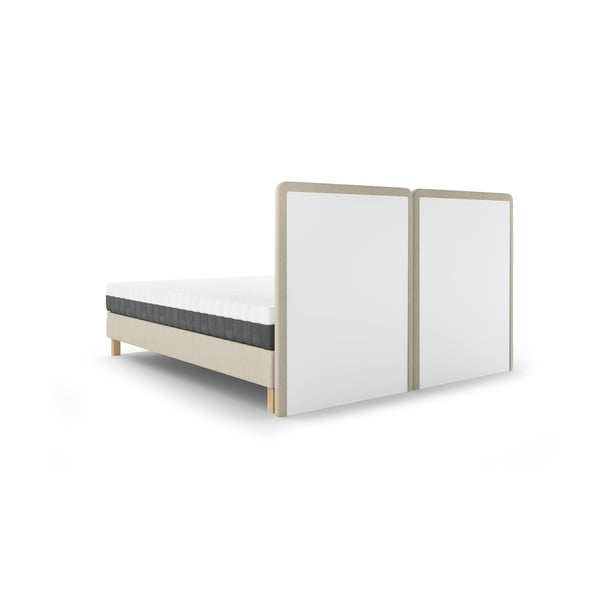 Bézs kárpitozott franciaágy ágyráccsal 140x200 cm Lotus – Mazzini Beds-image-4