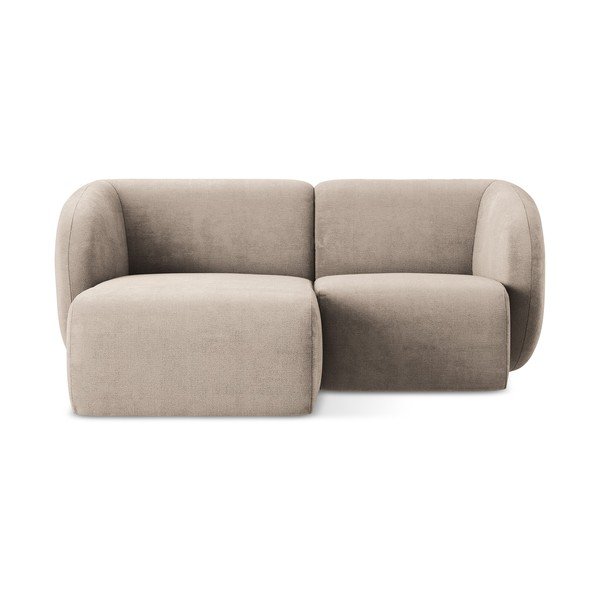 Világosbarna zsenília sarokkanapé (bal oldali-heverő résszel) Lani – Makamii