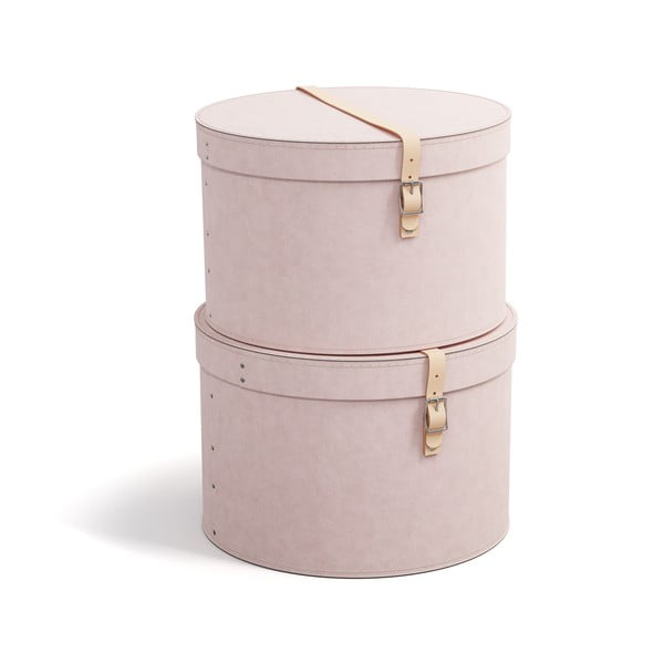 Világos rózsaszín fedeles karton tárolódoboz szett 2 db-os ø 37,5x25 cm Rut Restore Paper Laminate – Bigso