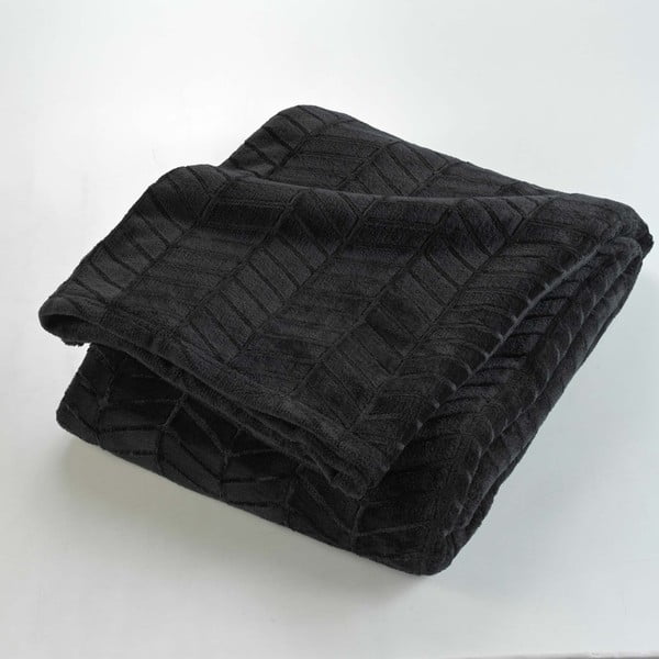 Fekete mikroflanel ágytakaró 180x220 cm Arya – douceur d'intérieur