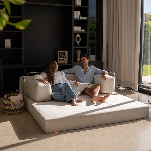 Bézs buklé kinyitható kanapé 180 cm Bloom – TemaHome-image-4