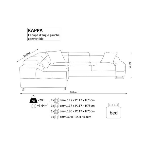 Kappa fekete kinyitható sarokkanapé, bal oldali kivitel - Windsor & Co. Sofas-image-3