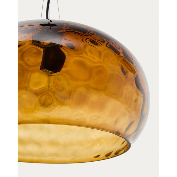 Borostyán színű üveg függőlámpa üveg búrával ø 40 cm Balma – Kave Home-image-3
