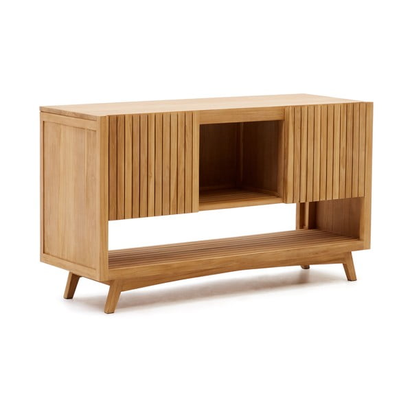 Natúr színű alacsony teakfa mosdó alatti szekrény 140x80 cm Kuveni – Kave Home-image-2