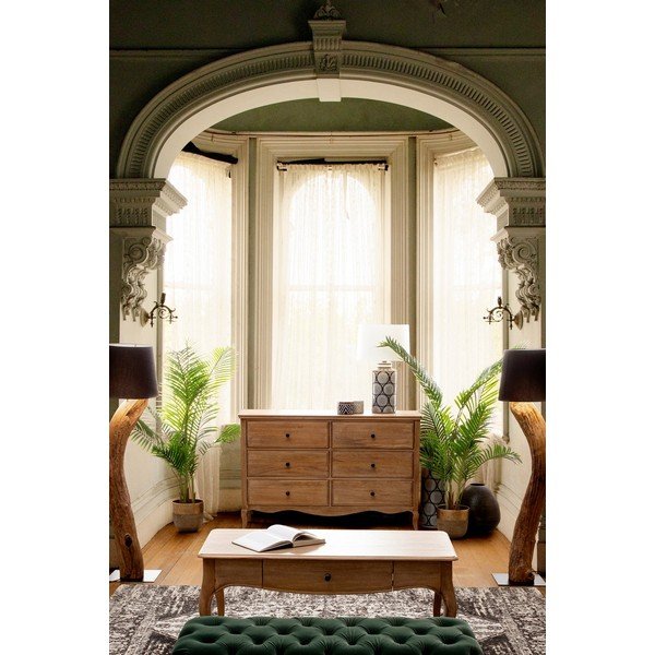 Sötét natúr színű mangófa dohányzóasztal 55x110 cm Domitille – Bizzotto-image-1