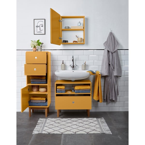 Mustársárga magas-fali fürdőszoba szekrény 40x100 cm Color Bath – Tom Tailor-image-1