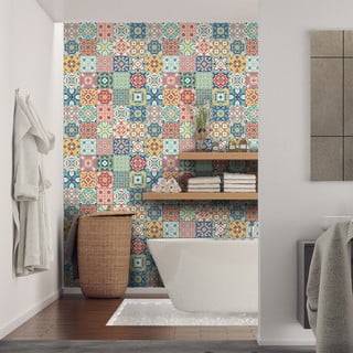 Wall Decal Cement Tiles Montanares 60 db-os falmatrica szett, 15 x 15 cm - Ambiance