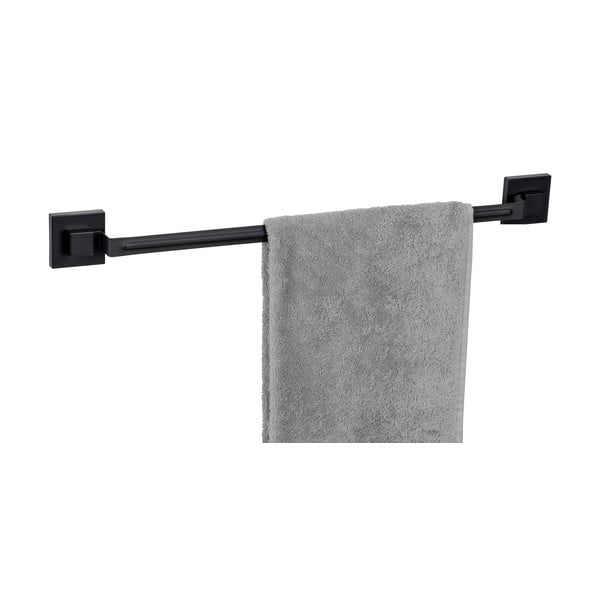 Fekete öntapadós rozsdamentes acél törölközőtartó Quadro – Wenko-image-2