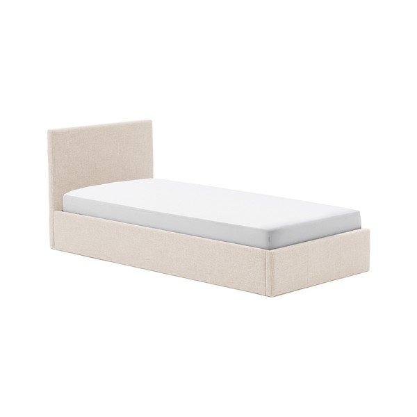 Bézs kárpitozott ágyneműtartós egyszemélyes ágy ágyráccsal 90x200 cm Nahiri – Kave Home-image-2