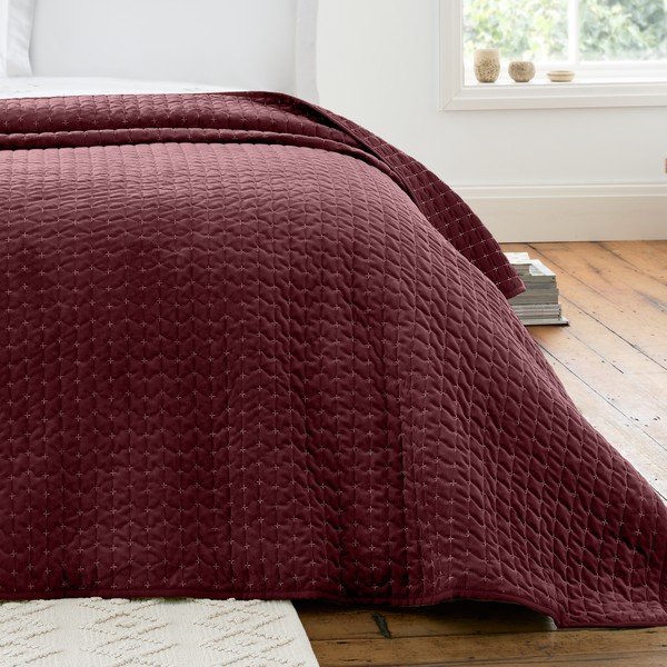 Borvörös bársony steppelt ágytakaró 240x260 cm Attica Velvet – Bianca-image-1
