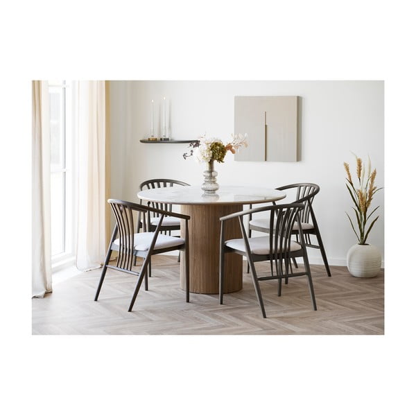 Sötétbarna tölgyfa karfás étkezőszék Agustin – House Nordic-image-1