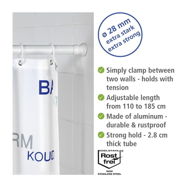 Fehér zuhanyfüggöny rúd 110 - 185 cm – Wenko-image-3