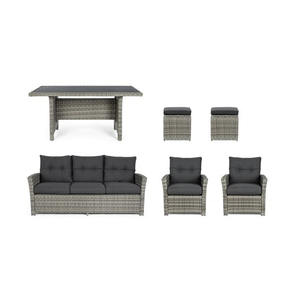 Szürke műrattan hatszemélyes kerti lounge szett Ariel   – Bizzotto-image-3