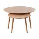 Natúr színű kerek dohányzóasztal szett tölgyfa dekorral 2 db-os  ø 88 cm Adda – Unique Furniture