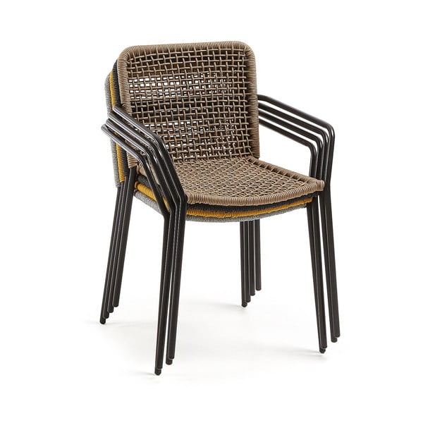 Bomer bézs acélszerkezetes kerti szék - Kave Home-image-4