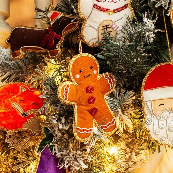 Textil kézzel készített karácsonyfadísz 10 cm Gingerbread – Sass & Belle-image-1