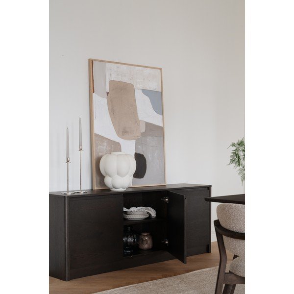 Sötét natúr színű komód tölgyfa dekorral 180x70x40 cm Melstone – Rowico-image-3