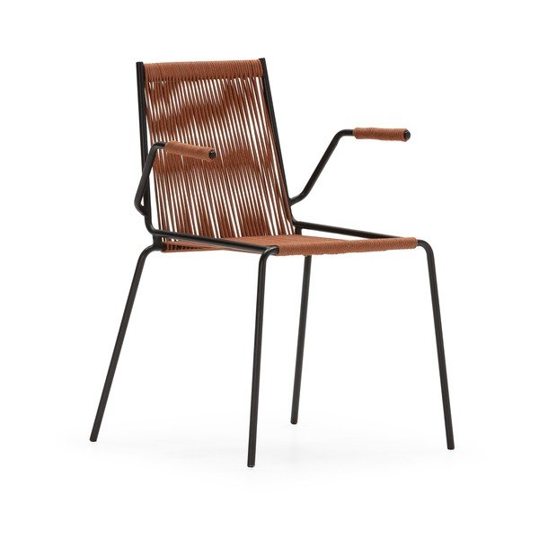 Terrakotta színű fém karfás-rakásolható étkezőszék szett 2 db-os Emily – Marckeric