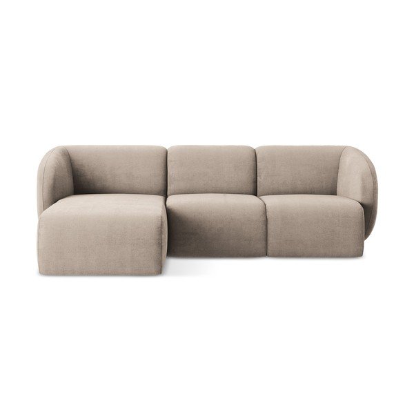 Világosbarna zsenília sarokkanapé (bal oldali-heverő résszel) Lani – Makamii