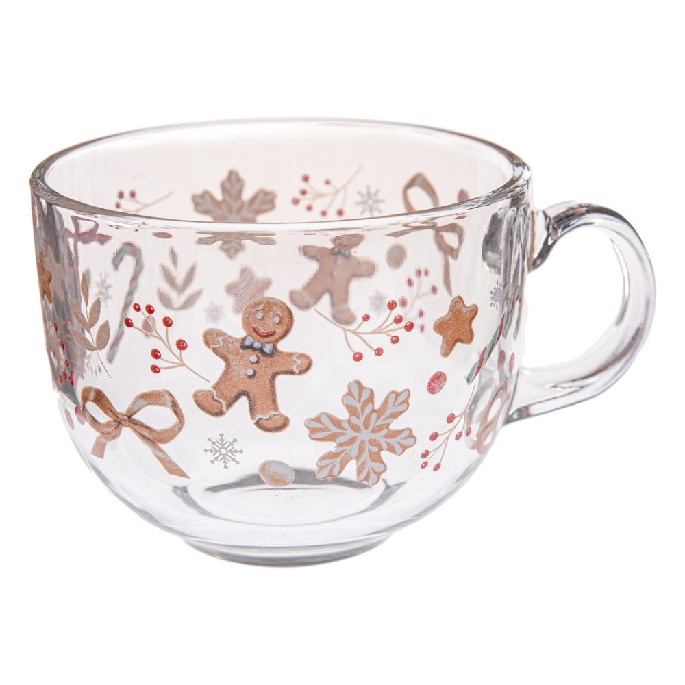 Üveg bögre karácsonyi mintával 500 ml Gingerbread  Dakls