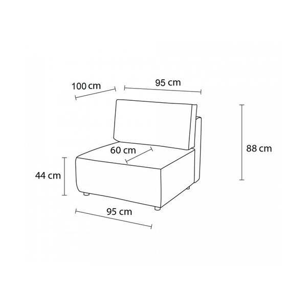 Téglavörös kordbársony kanapé modul (középső rész) Nihad modular – Bobochic Paris-image-4