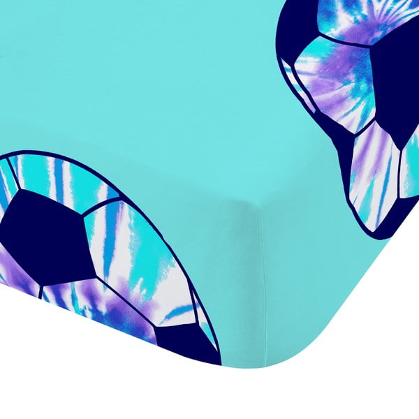 Türkiz gumis kétszemélyes gyerek lepedő 135x190 cm Tie Dye Football – Catherine Lansfield