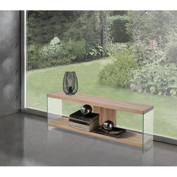 Natúr színű üveg TV-állvány 120x45x29,5 cm Nancy – Tomasucci-image-1