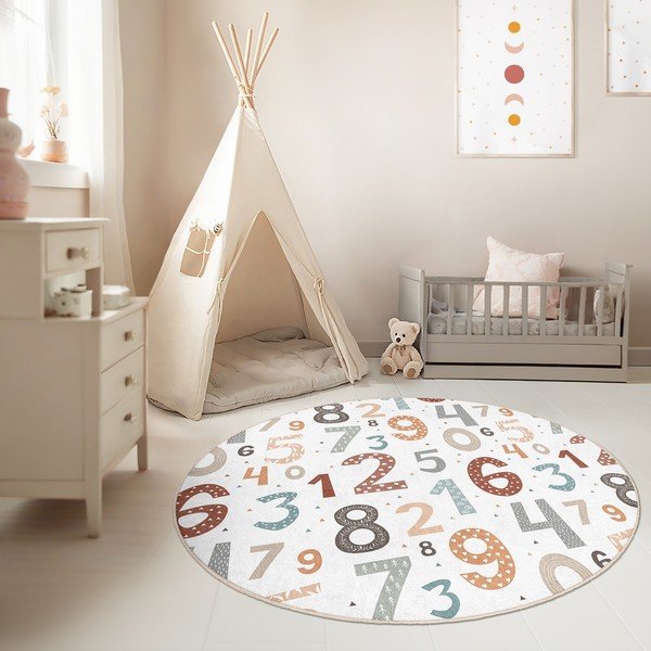 Mosható gyerek játszószőnyeg ø120 cm Happy Numbers – Mila Home-image-1