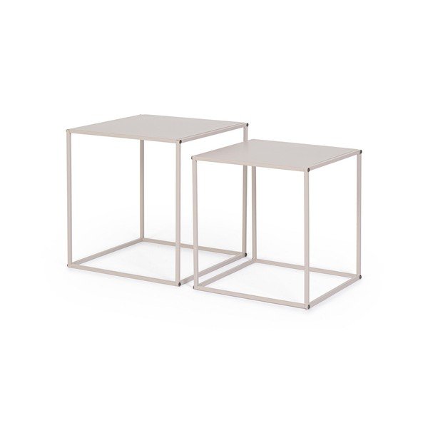 Bézs fém dohányzóasztal szett 2 db-os 38x38 cm Alrik – Yes Everyday