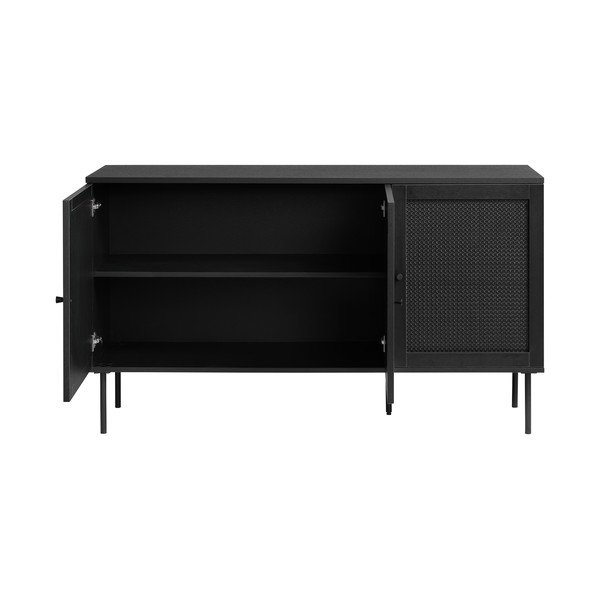 Fekete alacsony komód tölgyfa dekorral 140x80 cm Pensacola – Unique Furniture-image-3