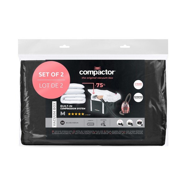 Vákuumos-megerősített textil ruhatároló doboz szett 2 db-os 42x25x25 cm Black Edition – Compactor-image-4