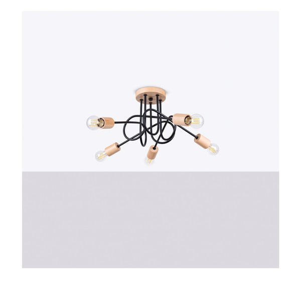 Fekete-natúr színű mennyezeti lámpa 15x61 cm Tumber – Sollux-image-2