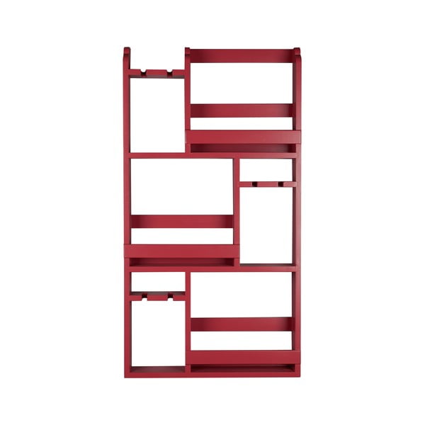Piros fali kaucsukfa bortartó polcos állvány, palackok száma 12 80x120x10 cm Myron – Dutchbone