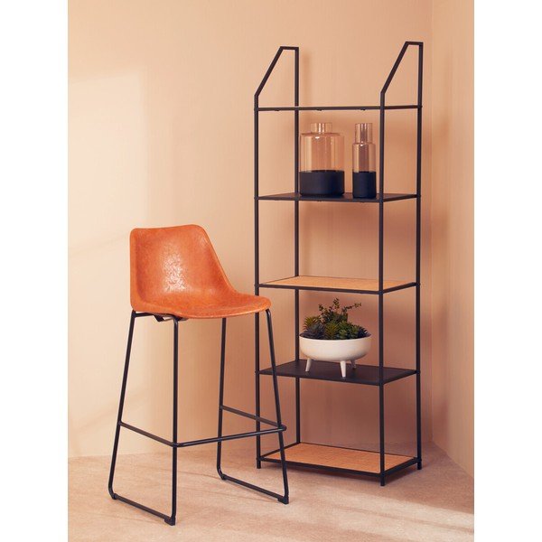 Fekete-natúr színű fém polcos állvány 61x179x34 cm Depok – Premier Housewares-image-1