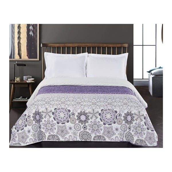 Alhambra fehér-lila kétoldalas mikroszálas ágytakaró, 170 x 210 cm - DecoKing-image-2