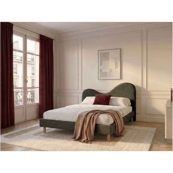 Zöld kárpitozott kárpitozott franciaágy ágyráccsal 180x200 cm Celina – Bobochic Paris-image-1