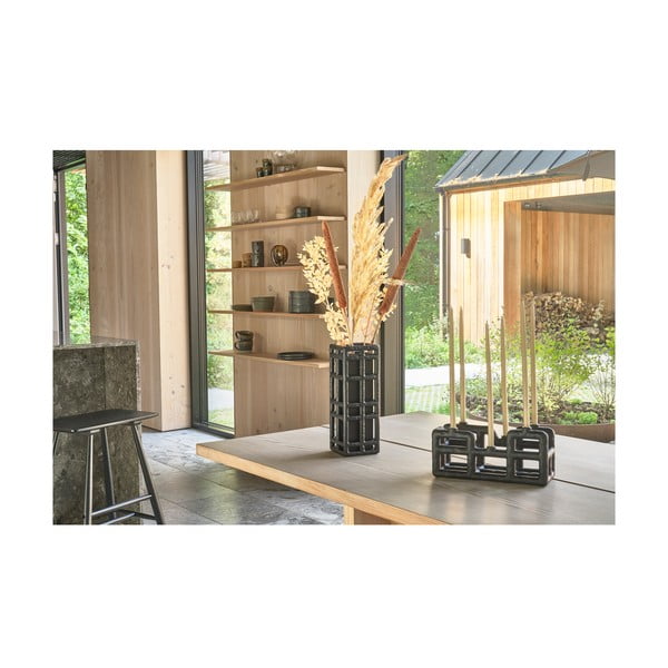 Fekete poligyanta kézzel készített váza (magasság 30 cm) Lyst – Villa Collection-image-1