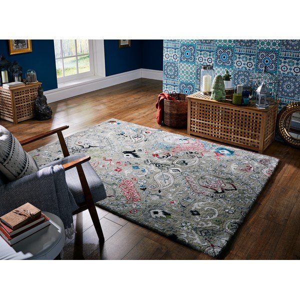 Persian Fusion szürke kézzel szőtt szőnyeg, 120 x 170 cm - Flair Rugs-image-3