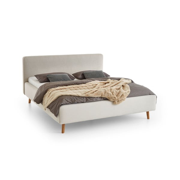 Krémszínű kárpitozott egyszemélyes ágy ágyrács nélkül 120x200 cm Mattis – Meise Möbel-image-2