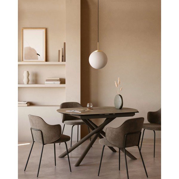 Bővíthető étkezőasztal kerámia asztallappal hosszabbító asztallappal 100x130 cm Yodalia – Kave Home-image-1