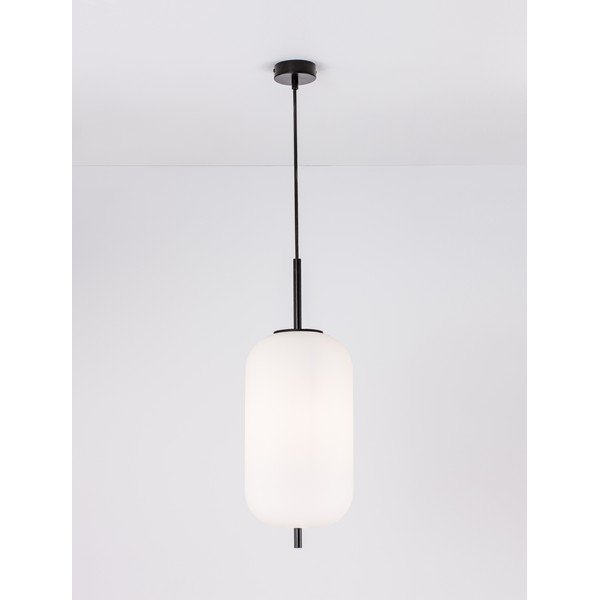 Fehér-fekete üveg függőlámpa ø 22 cm Lato – Nova Luce-image-2