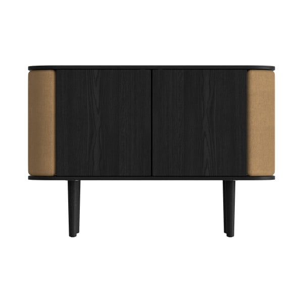 Fekete-barna alacsony komód tölgyfa dekorral 109x75 cm Treasures – UMAGE-image-3