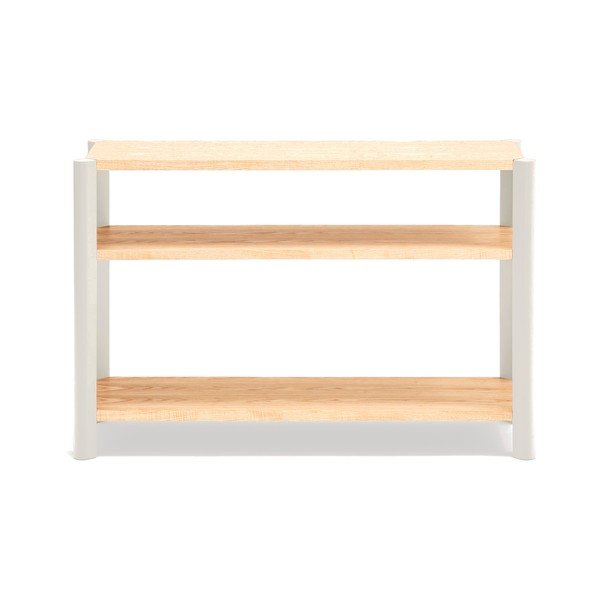 Krémszínű-világos natúr színű polcos állvány tölgyfa dekorral 126x84x43 cm Bona – Teulat
