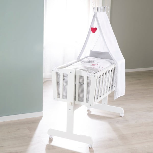 Fehér gurulós baldachinos bölcső 40x90 cm Adam & Eule – Roba-image-4
