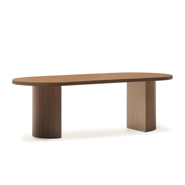 Kerek étkezőasztal diófa dekoros asztallappal 100x240 cm Nealy – Kave Home