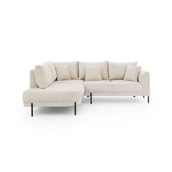 Bézs zsenília sarokkanapé (bal oldali-L alakú) Mauris  – Ropez