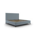 Világoskék kárpitozott ágyneműtartós franciaágy ágyráccsal 160x200 cm Casey – Mazzini Beds
